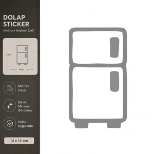 Buzdolabı Mat Gri Dekoratif Folyo Sticker 14x14 cm