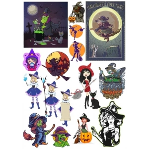 Cadı Sticker Set 9 20 Parça Telefon, Tablet, Defter, Laptop Sticker