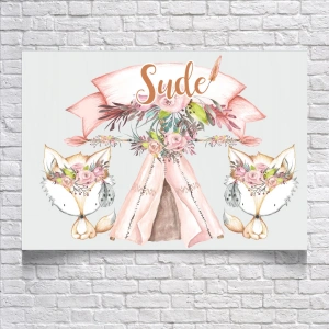 Çadır ve Tilki Temalı Doğum Günü Afişi 35X50 cm