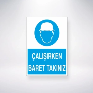 Çalışırken Baret Takınız Sticker 20X28 Cm