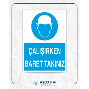 Çalışırken Baret Takınız Sticker 20X28 Cm