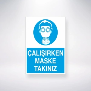 Çalışırken Maske Takınız Sticker 20X28 Cm