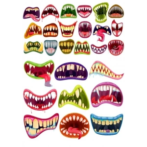 Canavar Ağzı Sticker Set 26 Parça Telefon, Tablet, Defter, Laptop Sticker