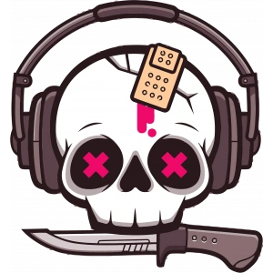 Bıçak ve Kurukafa Sticker 10x10 cmRenkli Sticker