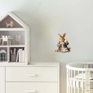 Çay İçen Tavşan Duvar Stickerı - Beyaz Yakalı