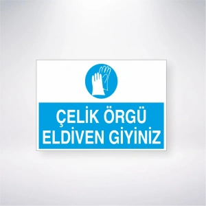 Çelik Örgü Eldiven Giyiniz Sticker 20X28 Cm