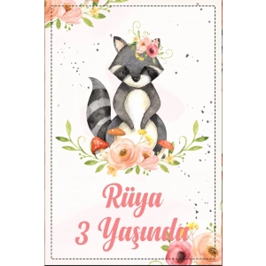 Rakun Temalı Doğum Günü Afişi 100X150 cm