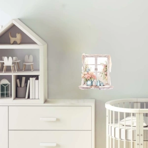 Çiçek Saksıları ve Suluklu Pencere Duvar Stickerı