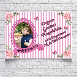 Çiçek Temalı Doğum Günü Afişi 50X70 cm