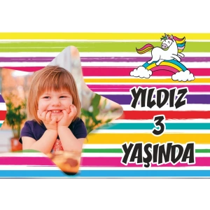 Yıldızı ve Unicorn Temalı Günü Afişi 50X70 cm
