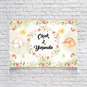 Çiçek Temalı Doğum Günü Afişi 70x100 Cm