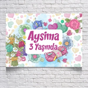 Çiçek Temalı Doğum Günü Afişi 70X100 cm