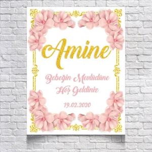 Çiçek Temalı Mevlüd Afişi 70x100 Cm