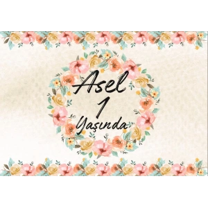 Çiçek Temalı Doğum Günü Afişi 100X150 cm