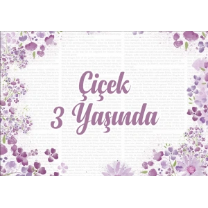 Çiçekler Temalı Doğum Günü Afişi 50X70 cm