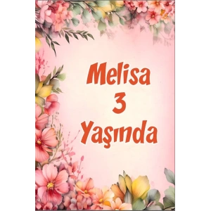 Çiçekler Temalı Doğum Günü Afişi -17 100X150 cm