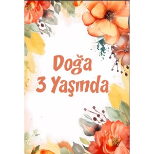 Pembe Çiçekler Temalı Doğum Günü Afişi 100X150 cm