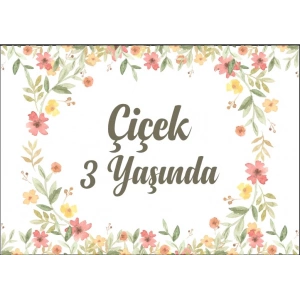 Çiçekler Temalı Doğum Günü Afişi -2 35X50 cm