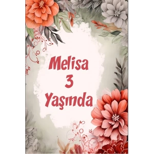 Çiçekler Temalı Doğum Günü Afişi -25 35X50 cm