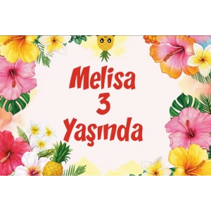 Çiçekler Temalı Doğum Günü Afişi 50X70 cm