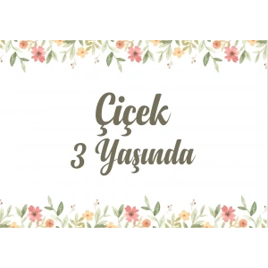 Çiçekler Temalı Doğum Günü Afişi 70X100 cm
