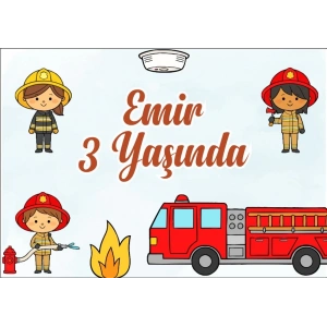 İtfaiye Temalı Doğum Günü Afişi -1 70X100 cm