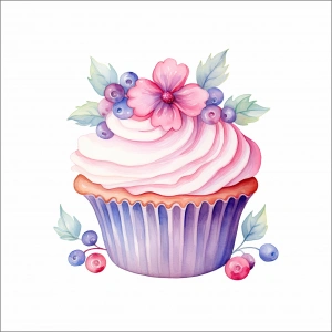 Çiçekli Cupcake Duvar Stickerı