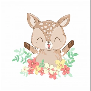 Çiçekli Sevimli Geyik Sticker