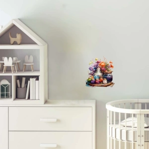 Çiçekli ve İplikli Sanat Malzemeleri Duvar Stickerı