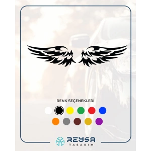 Çift Kanat Oto Logo Sticker 17x17 Cm Siyah