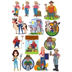 Çiftçi Sticker Set-1 14 Parça Telefon, Tablet, Defter, Laptop Sticker