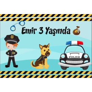 Polis Temalı Doğum Günü Afişi 50X70 cm
