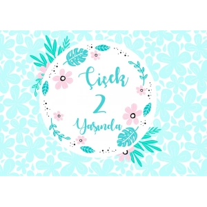 Çiçek Temalı Doğum Günü Afişi 50X70 cm