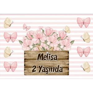 Çiçek Temalı Doğum Günü Afişi 35X50 cm