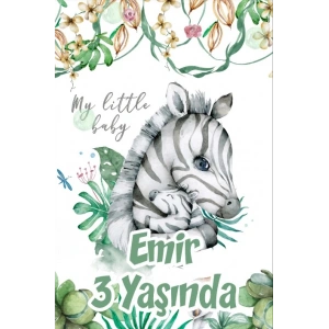 Bebek Zebra Temalı Doğum Günü Afişi 35X50 cm