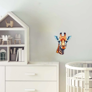 Çizgili Boyunlu Zürafa Kafası Duvar Stickerı
