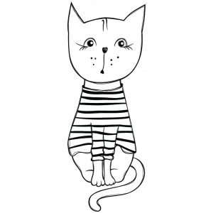 Çizgili Kazaklı Kedi Duvar Stickerı