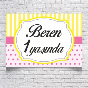 Çizgili Puantiyeli Doğum Günü Afişi 50X70 cm