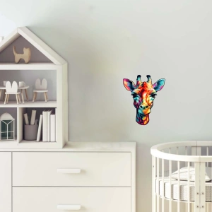 Çok Renkli Zürafa Kafası Duvar Stickerı
