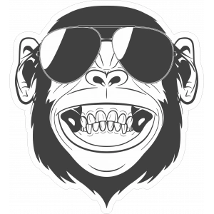 gözlüklü maymun sticker 10x10 cmRenkli Sticker