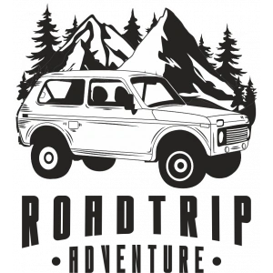 Dağ ve Jeep Sticker 10x10 cmRenkli Sticker