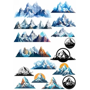 Dağlar Sticker Set 16 Parça Telefon, Tablet, Defter, Laptop Sticker