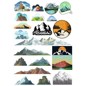 Dağlar Sticker Set-2 19 Parça Telefon, Tablet, Defter, Laptop Sticker
