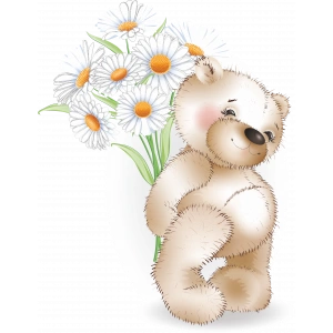 Daisy Çiçekli Ayıcık Duvar Stickerı