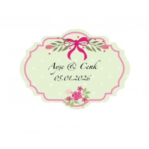 Dal ve Yaprak Motifli Kare Mühür Kına Nişan Düğün 3x3 cm özel etiket / 50 adet sticker