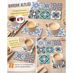 Dekoratif Desenler 11 7x7 – 6’lı Set Dekoratif Kare Tasarım