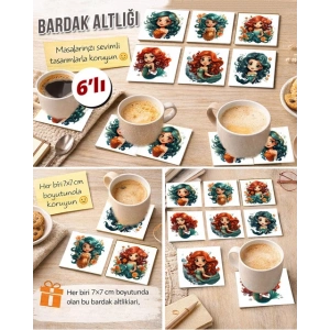Deniz Kızı 7x7 – 6’lı Set Dekoratif Kare Tasarım