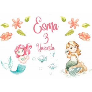 Deniz Kızı Temalı Doğum Günü Afişi 100X150 cm