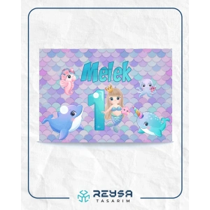 Deniz Kızı Temalı Doğum Günü Afişi 100X150 cm