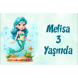 Deniz kızı Temalı Doğum Günü Afişi -1 70X100 cm